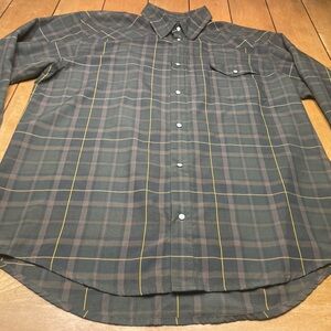 Texas Standard Shirt XXL Green Plaid Pearl Snap Western Bamboo Blend Vented